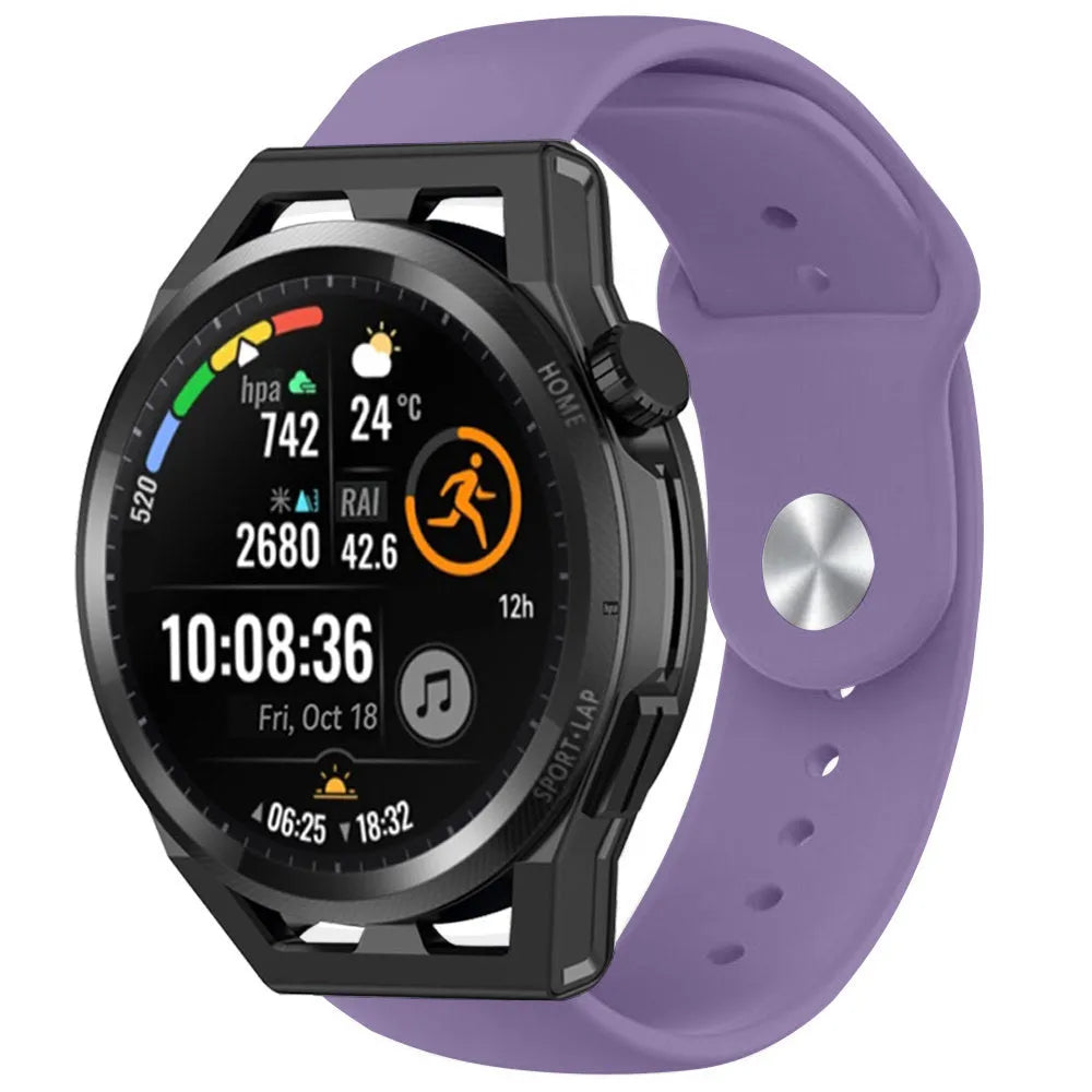 Silicone Sport Strap, on a watch, 3/4 front view