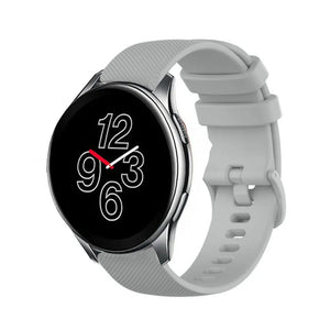 Premium Silicone Strap, grey, on a watch, 3/4 front view