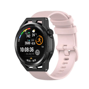 Premium Silicone Strap, pink, on a watch, 3/4 front view
