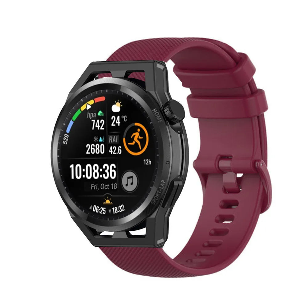 Premium Silicone Strap, on a watch, 3/4 front view