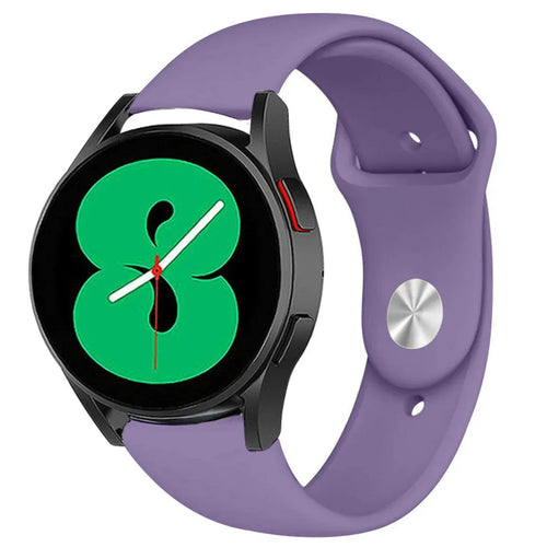 Silicone Sport Strap, lilac, on a watch, 3/4 front view
