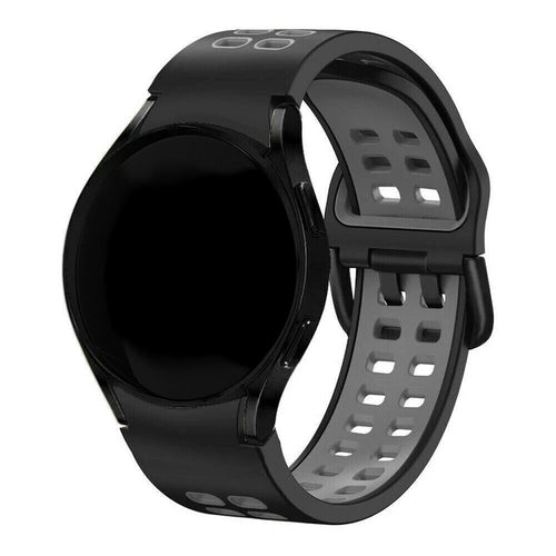 Silicone Squared Sport Strap, black/grey, on a watch, 3/4 front view