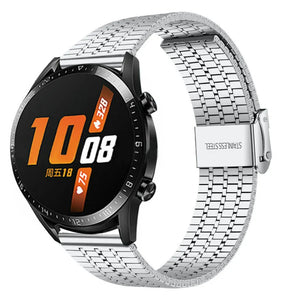 Fine Steel Strap, silver, on a watch, 3/4 front view
