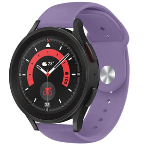 Silicone Sport Strap, lilac, on a watch, 3/4 front view