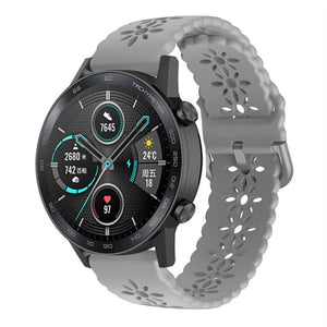 Patterned Silicone Strap, grey, on a watch, 3/4 front view