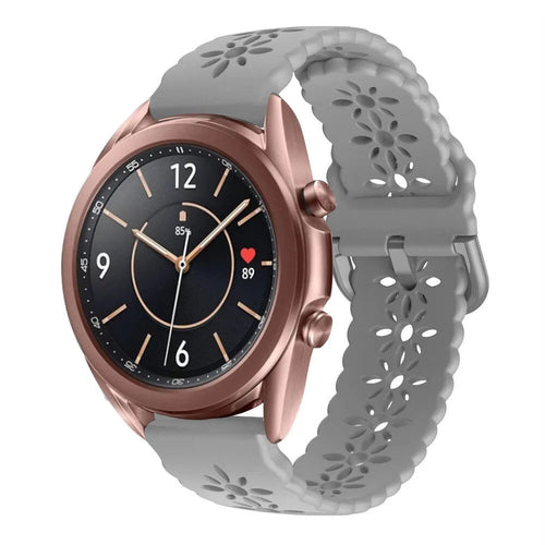 Patterned Silicone Strap, grey, on a watch, 3/4 front view
