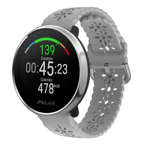 Patterned Silicone Strap, grey, on a watch, 3/4 front view
