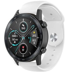 Silicone Sport Strap, white, on a watch, 3/4 front view