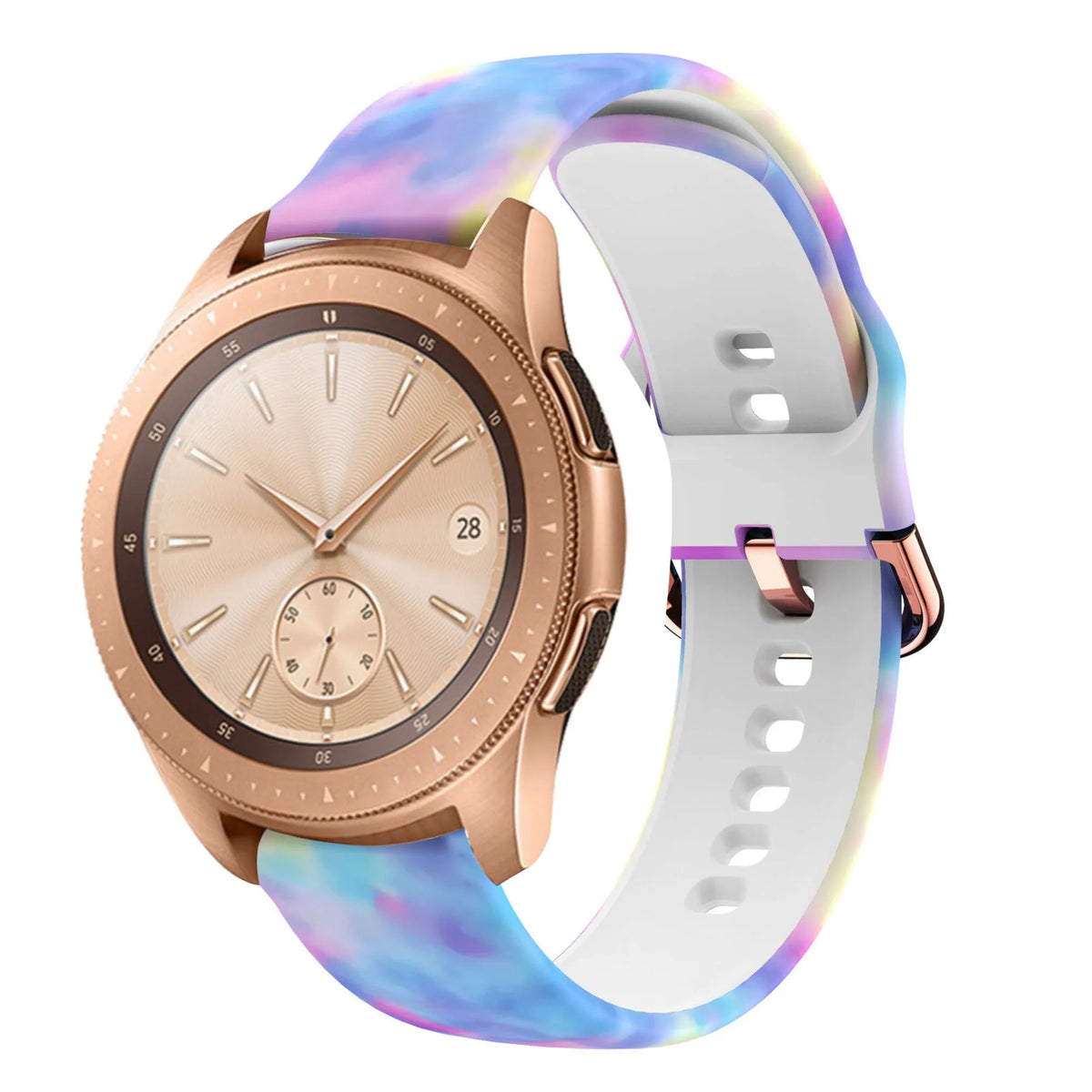 Print Silicone Strap, on a watch, 3/4 front view