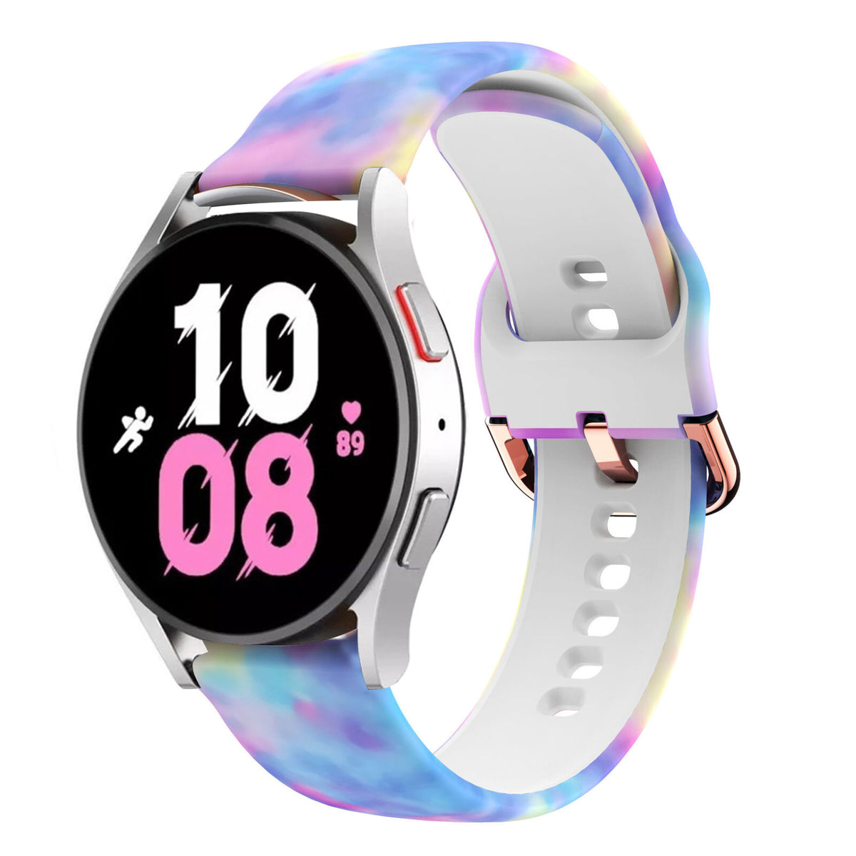 Print Silicone Strap, on a watch, 3/4 front view