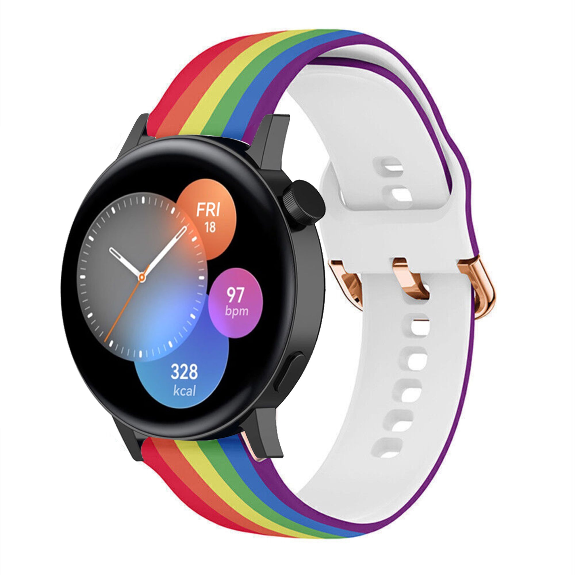 Print Silicone Strap, on a watch, 3/4 front view
