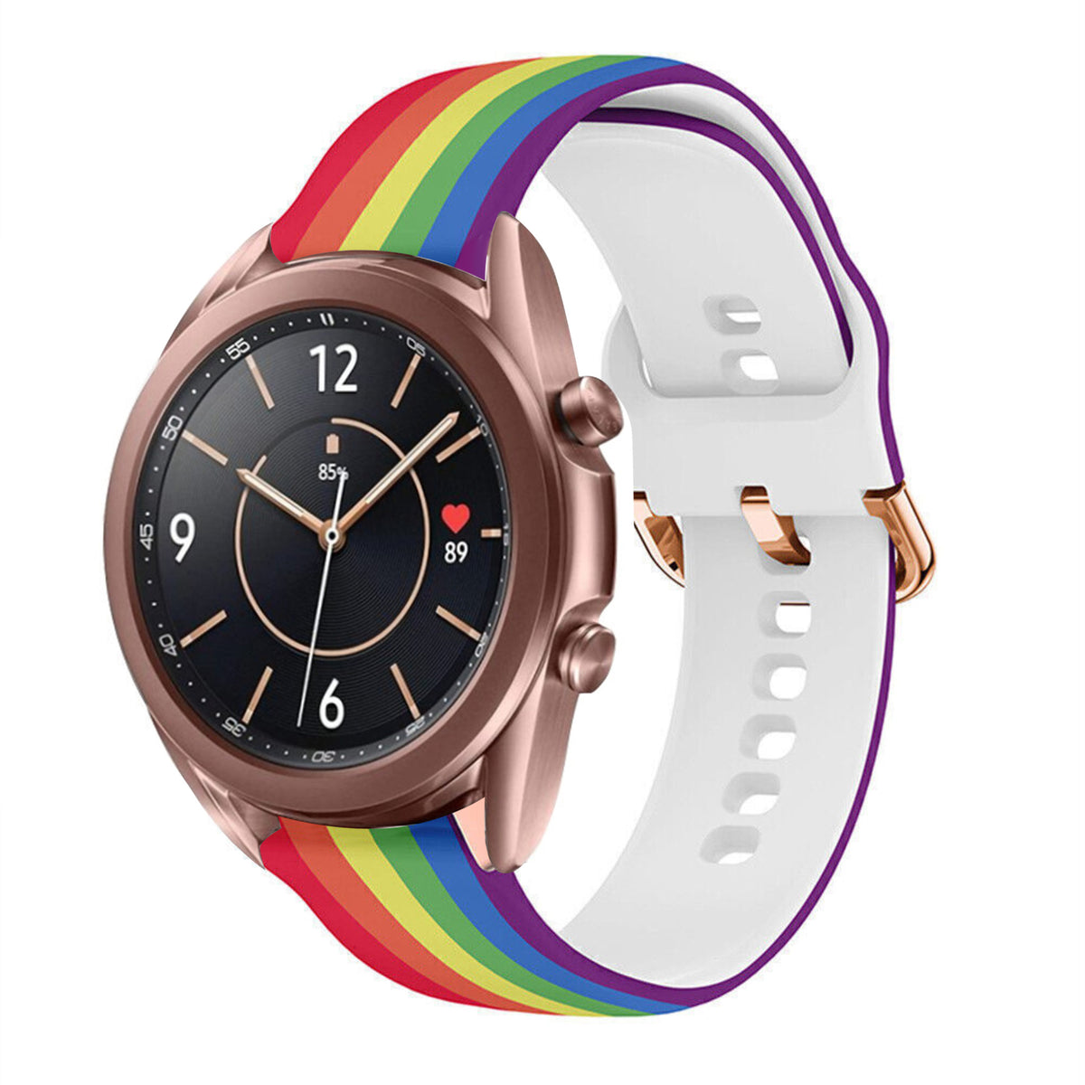 Print Silicone Strap, on a watch, 3/4 front view