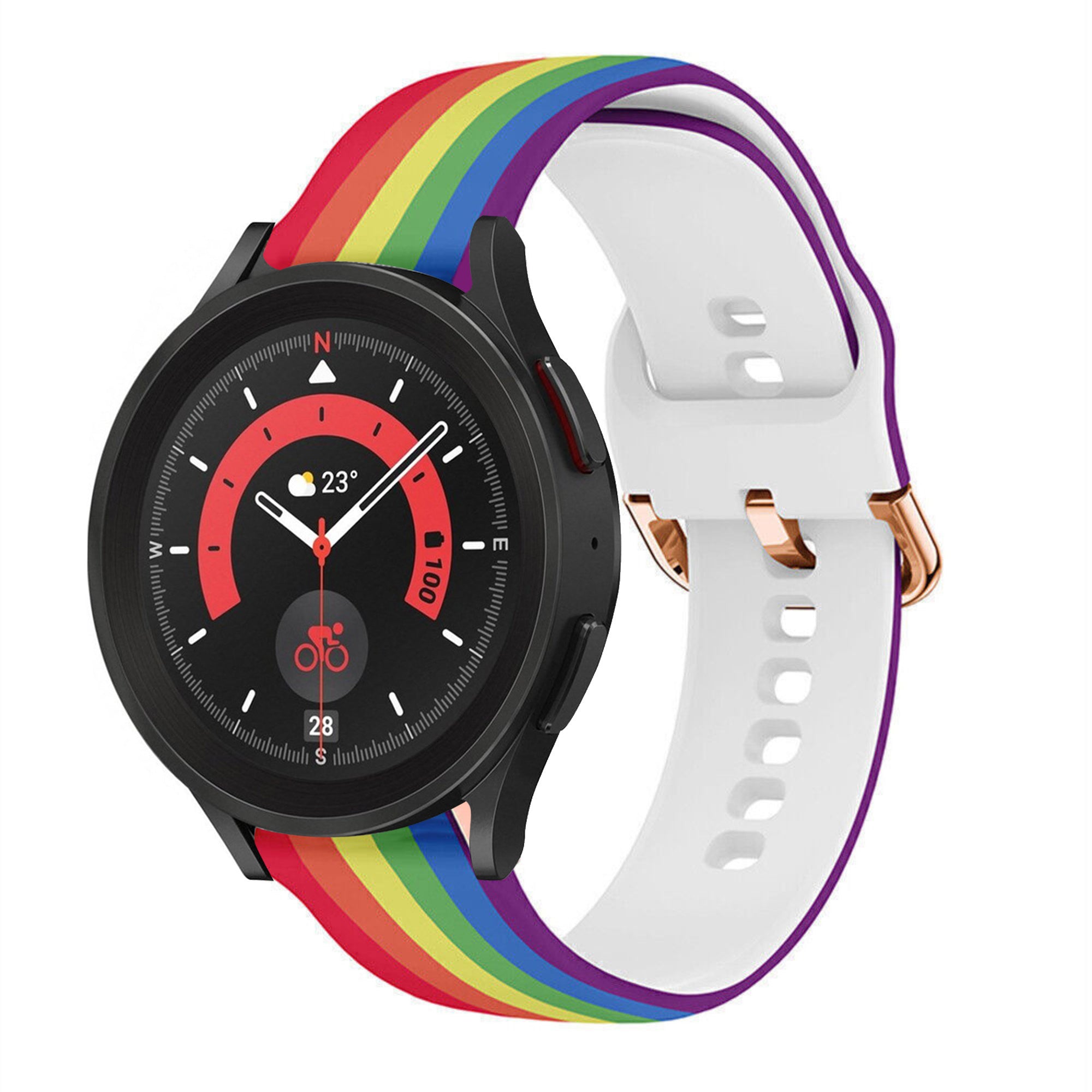 Print Silicone Strap, on a watch, 3/4 front view