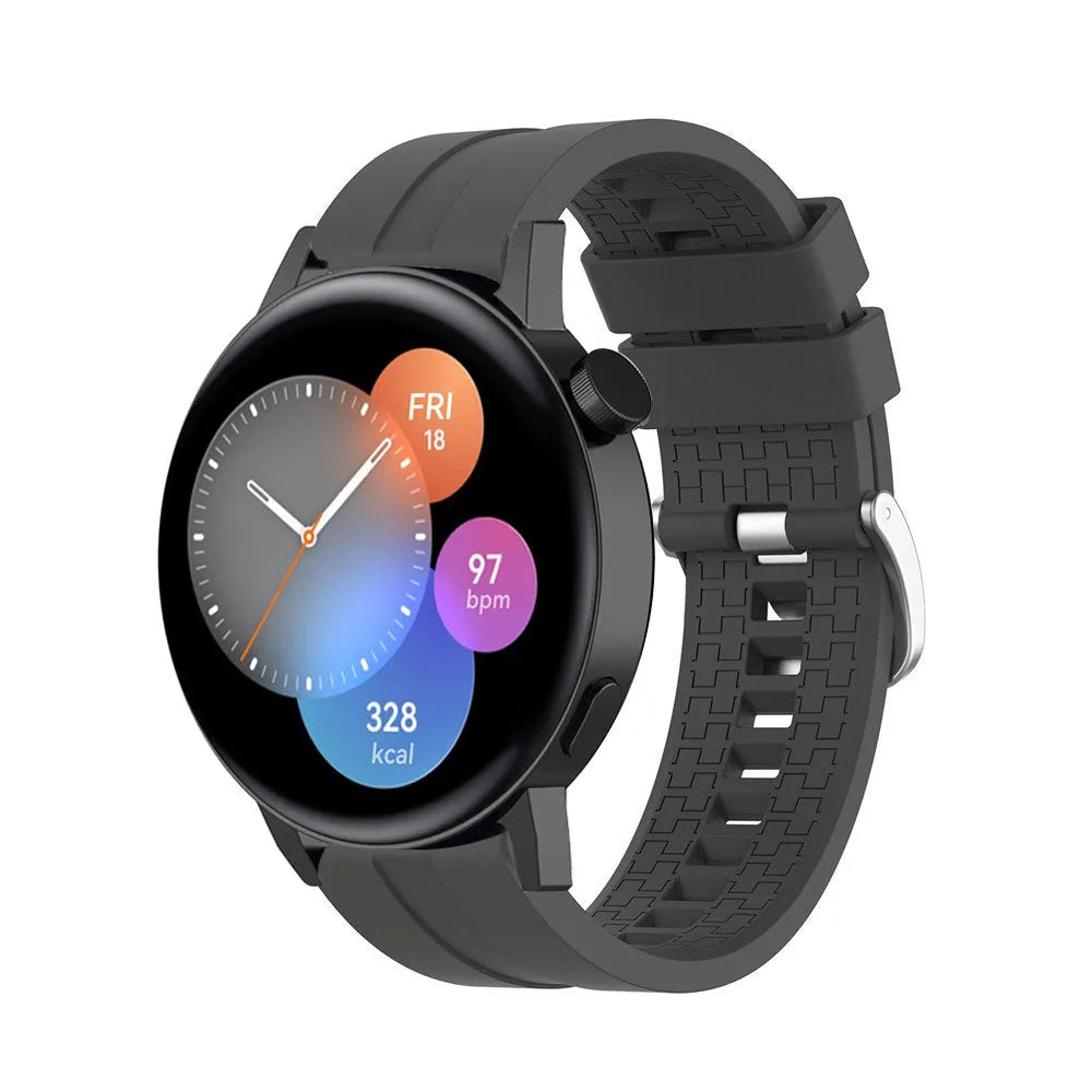 Silicone Strap 'Extreme', dark grey, on a watch, 3/4 front view