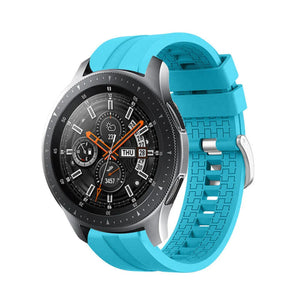 Silicone Strap 'Extreme', light blue, on a watch, 3/4 front view