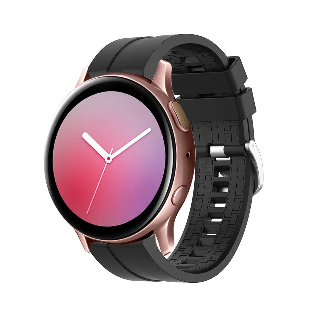 Silicone Strap 'Extreme', black, on a watch, 3/4 front view