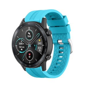 Silicone Strap 'Extreme', light blue, on a watch, 3/4 front view