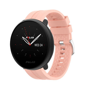 Silicone Strap 'Extreme', pink, on a watch, 3/4 front view