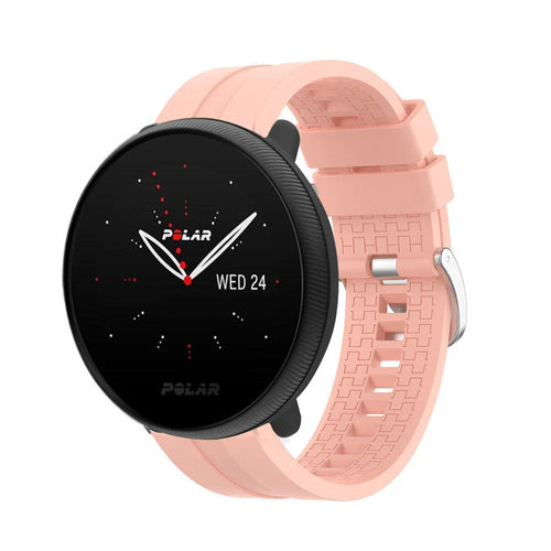 Silicone Strap 'Extreme', pink, on a watch, 3/4 front view