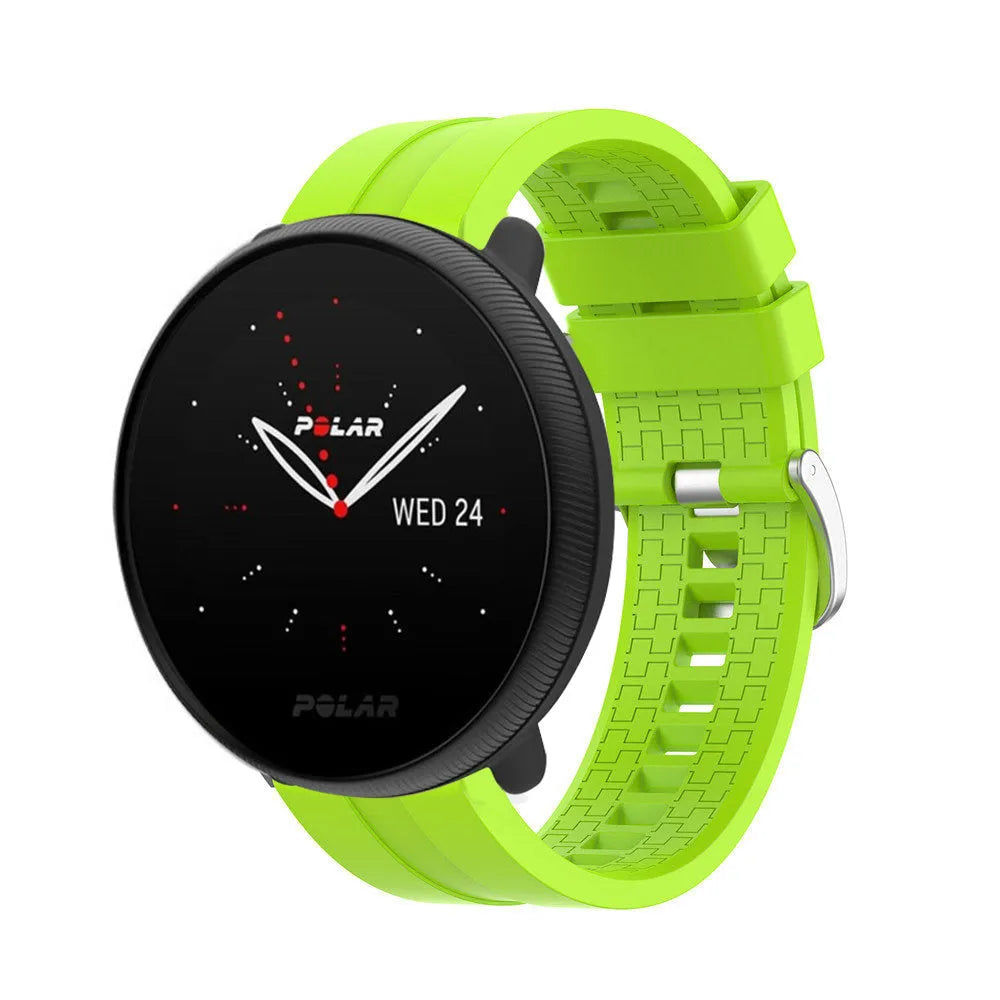 Silicone Strap 'Extreme', lime, on a watch, 3/4 front view