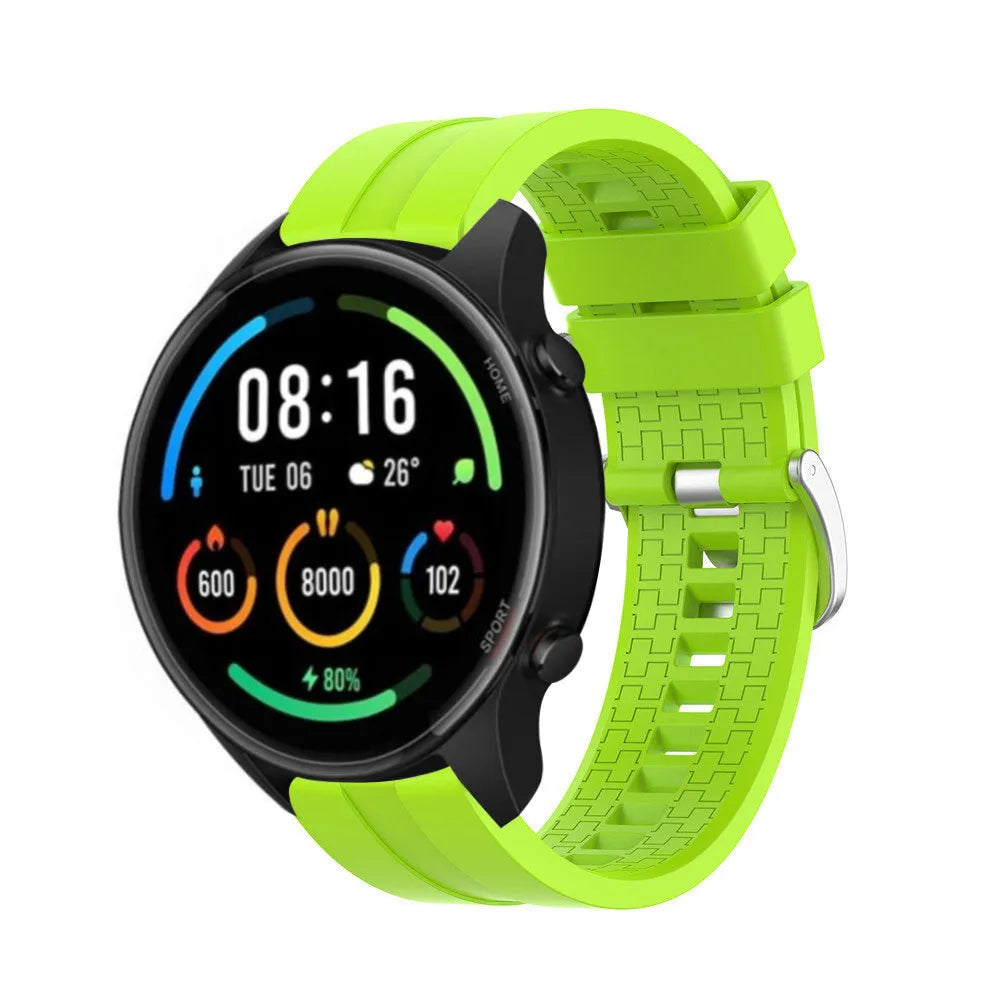 Silicone Strap 'Extreme', lime, on a watch, 3/4 front view