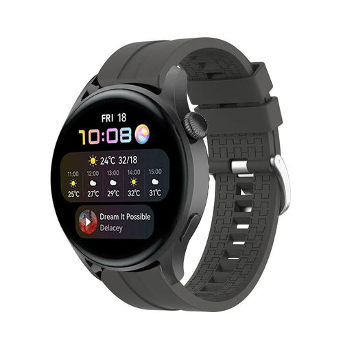 Silicone Strap 'Extreme', dark grey, on a watch, 3/4 front view