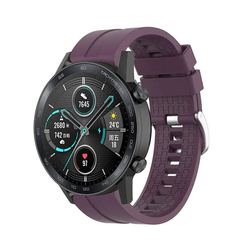 Silicone Strap 'Extreme', purple, on a watch, 3/4 front view