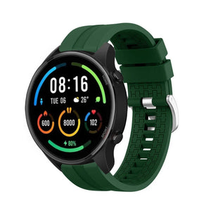 Silicone Strap 'Extreme', army green, on a watch, 3/4 front view