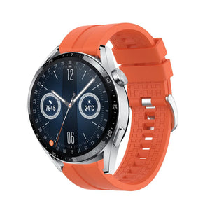 Silicone Strap 'Extreme', orange, on a watch, 3/4 front view