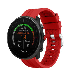 Silicone Strap 'Extreme', red, on a watch, 3/4 front view