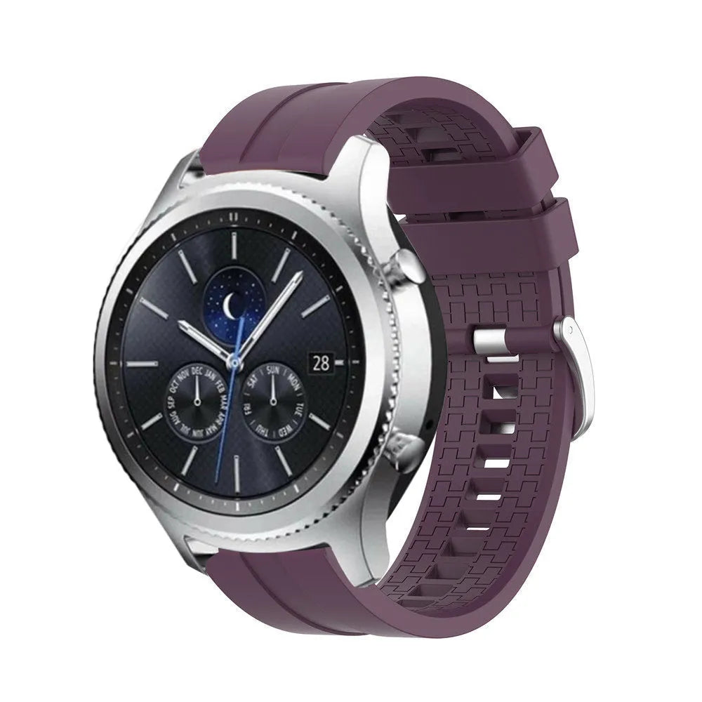Silicone Strap 'Extreme', purple, on a watch, 3/4 front view