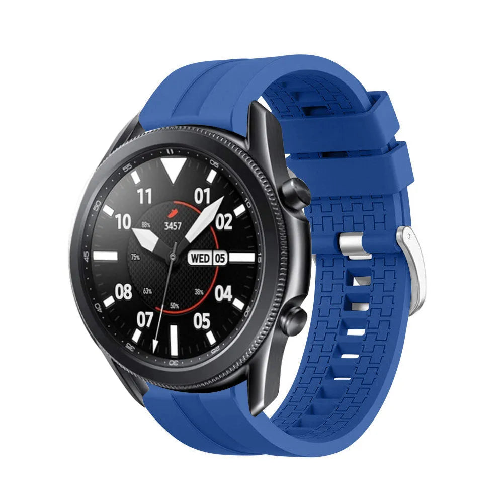 Silicone Strap 'Extreme', blue, on a watch, 3/4 front view