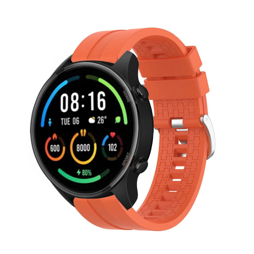 Silicone Strap 'Extreme', orange, on a watch, 3/4 front view