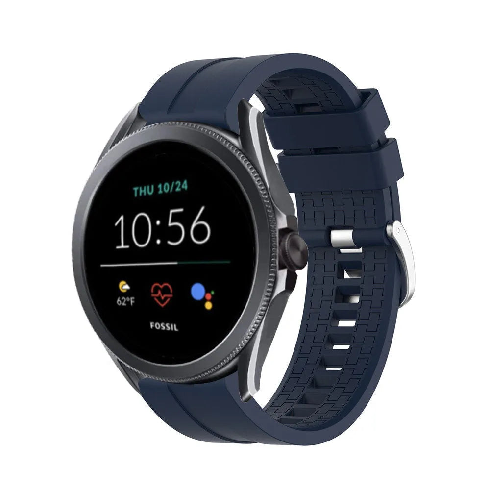 Silicone Strap 'Extreme', dark blue, on a watch, 3/4 front view