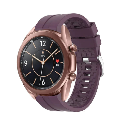Silicone Strap 'Extreme', purple, on a watch, 3/4 front view