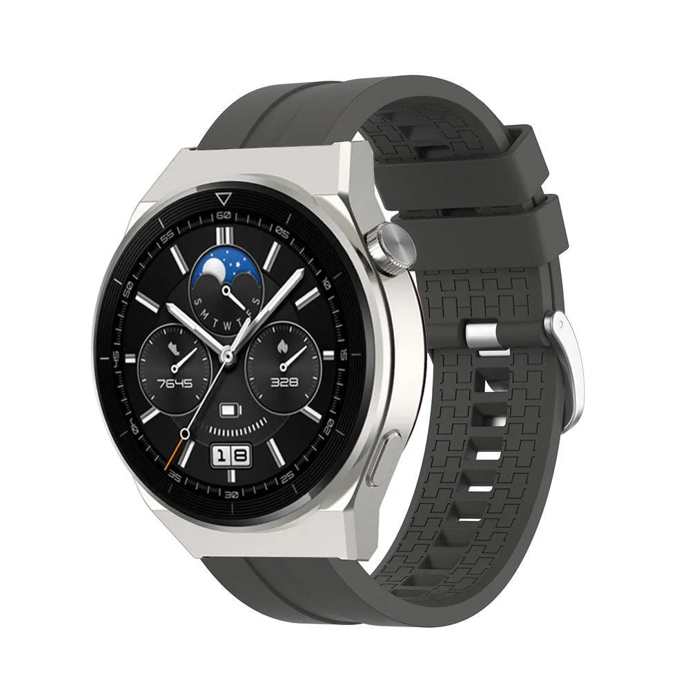 Silicone Strap 'Extreme', dark grey, on a watch, 3/4 front view