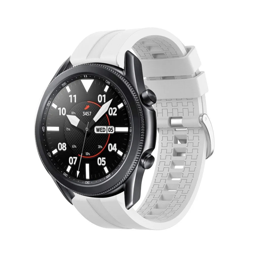 Silicone Strap 'Extreme', white, on a watch, 3/4 front view