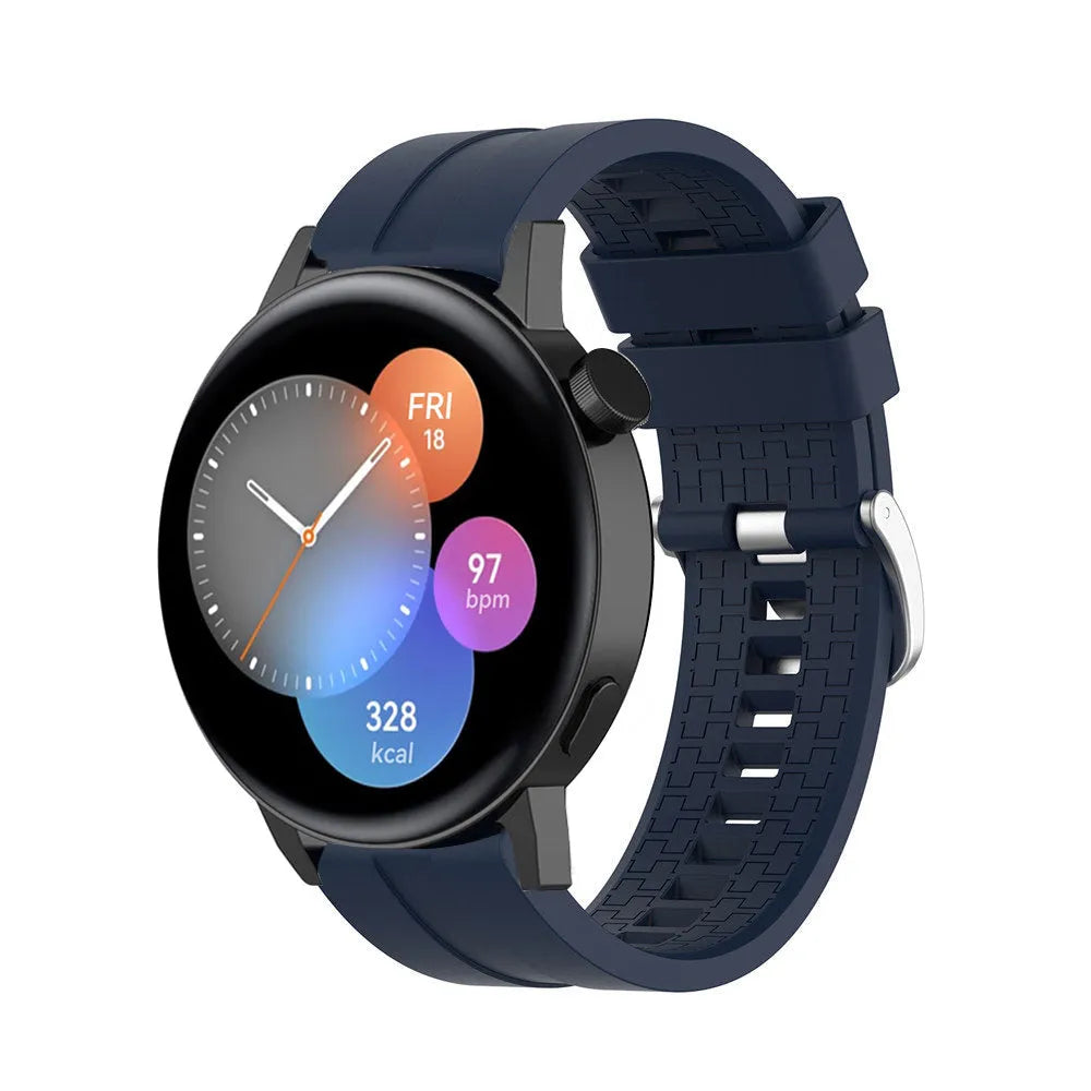 Silicone Strap 'Extreme', dark blue, on a watch, 3/4 front view