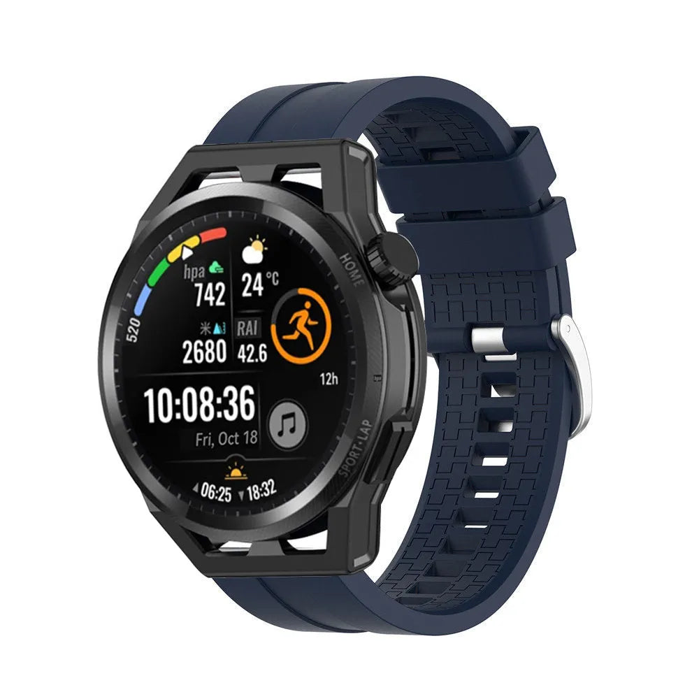 Silicone Strap 'Extreme', dark blue, on a watch, 3/4 front view