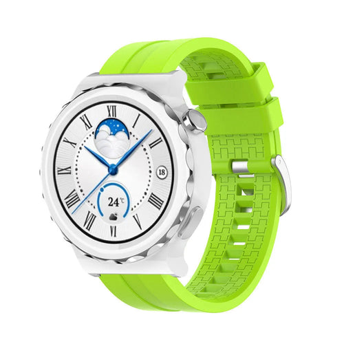 Silicone Strap 'Extreme', lime, on a watch, 3/4 front view