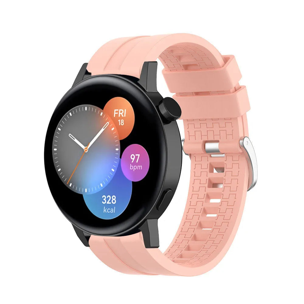 Silicone Strap 'Extreme', pink, on a watch, 3/4 front view