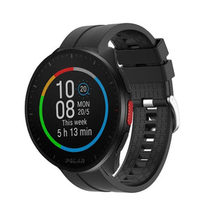 Silicone Strap 'Extreme', black, on a watch, 3/4 front view