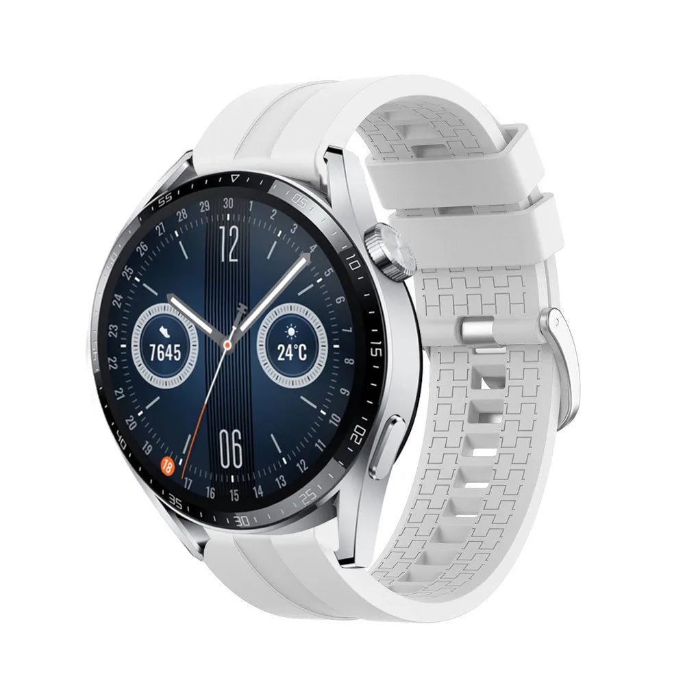 Silicone Strap 'Extreme', white, on a watch, 3/4 front view