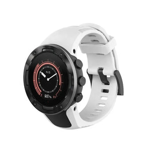 Silicone Strap, white, on a watch, 3/4 front view