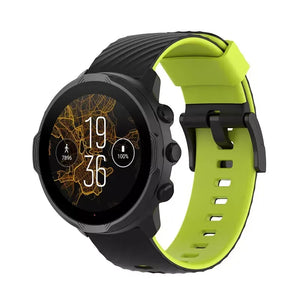 Twill Silicone Strap, light green, on a watch, 3/4 front view