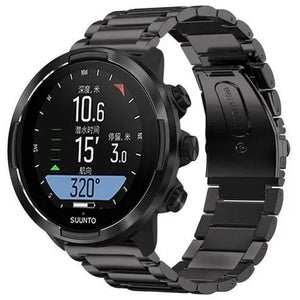 Steel Strap, black, on a watch, 3/4 front view