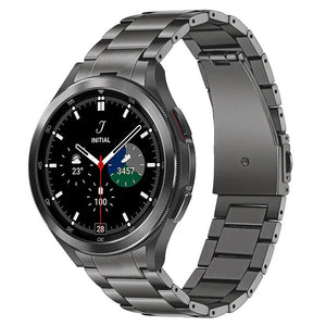 Titanium Strap, graphite, on a watch, 3/4 front view