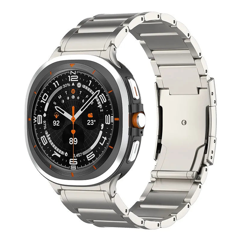Titanium Strap, on a watch, 3/4 front view