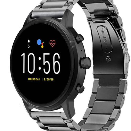 Titanium Strap, graphite, on a watch, 3/4 front view