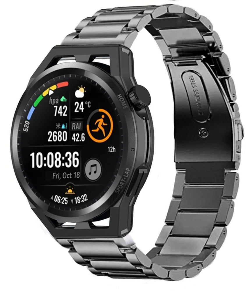 Titanium Strap, graphite, on a watch, 3/4 front view